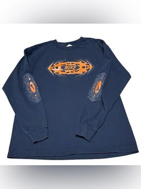 Vintage Nike Boys XL(18-20) Long Sleeve Shirt Y2K Blue Tribal